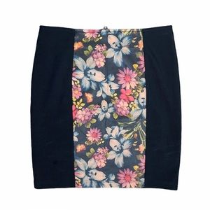 MinkPink Leather Floral Print Mini Skirt